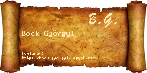 Bock Györgyi névjegykártya